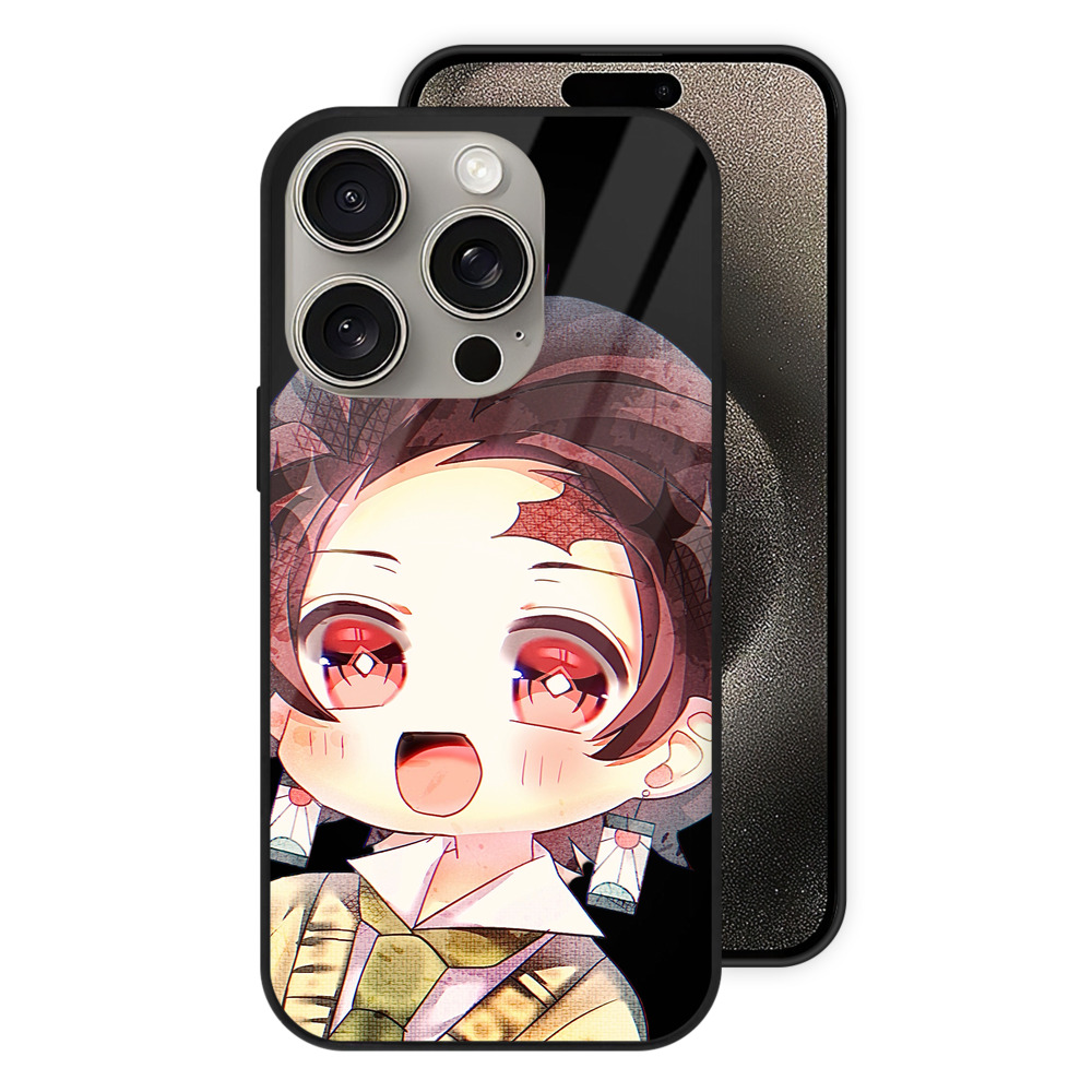 （画像用） 鬼滅の刃 竈門 炭治郎／かまど たんじろう Kamado Tanjirou 【iPhone15Pro対応】スマホケース 耐衝撃＆黄変防止 背面ガラス