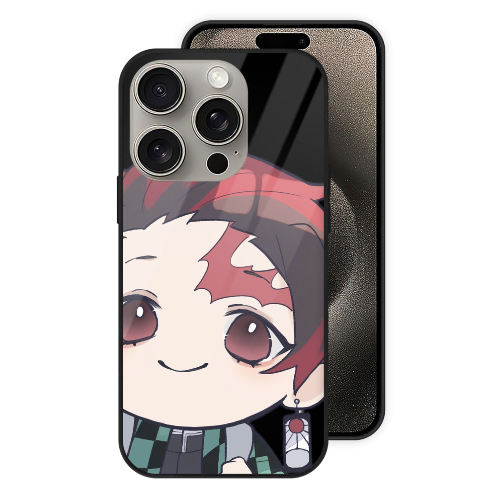 （画像用） 鬼滅の刃 竈門 炭治郎／かまど たんじろう Kamado Tanjirou 【iPhone15Pro対応】スマホケース 耐衝撃＆黄変防止 背面ガラス
