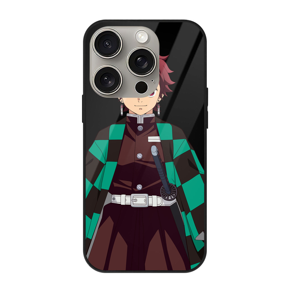 （画像用） 鬼滅の刃 竈門 炭治郎／かまど たんじろう Kamado Tanjirou 【iPhone15Pro対応】スマホケース 耐衝撃＆黄変防止 背面ガラス