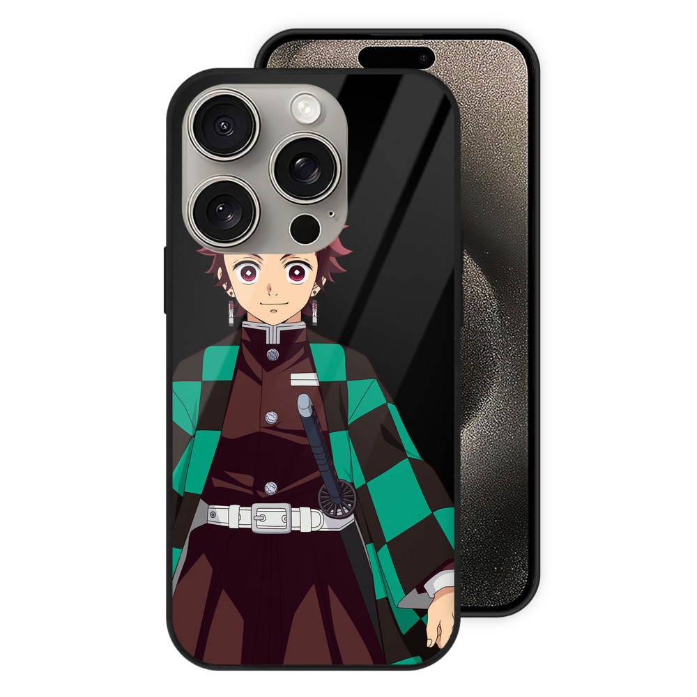 （画像用） 鬼滅の刃 竈門 炭治郎／かまど たんじろう Kamado Tanjirou 【iPhone15Pro対応】スマホケース 耐衝撃＆黄変防止 背面ガラス
