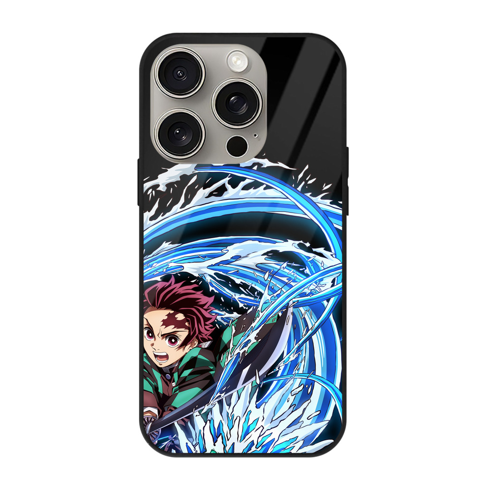 （画像用） 鬼滅の刃 竈門 炭治郎／かまど たんじろう Kamado Tanjirou 【iPhone15Pro対応】スマホケース 耐衝撃＆黄変防止 背面ガラス
