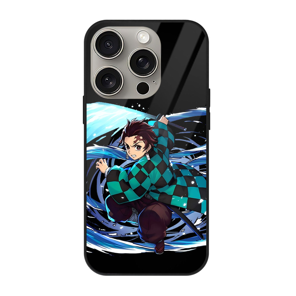 （画像用） 鬼滅の刃 竈門 炭治郎／かまど たんじろう Kamado Tanjirou 【iPhone15Pro対応】スマホケース 耐衝撃＆黄変防止 背面ガラス