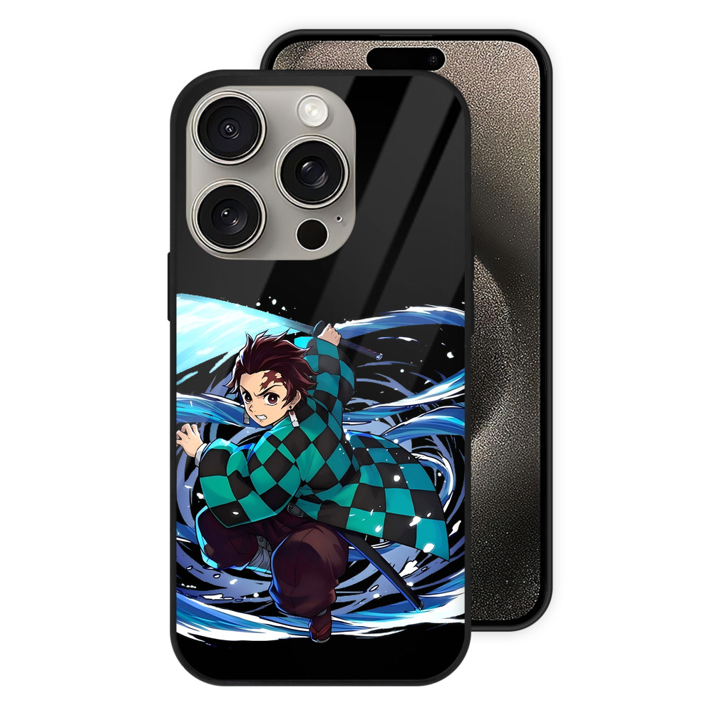 （画像用） 鬼滅の刃 竈門 炭治郎／かまど たんじろう Kamado Tanjirou 【iPhone15Pro対応】スマホケース 耐衝撃＆黄変防止 背面ガラス