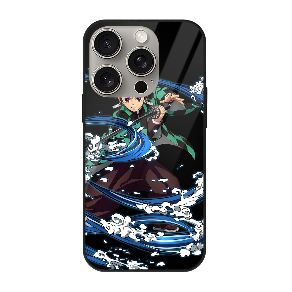 （画像用） 鬼滅の刃 竈門 炭治郎／かまど たんじろう Kamado Tanjirou 【iPhone15Pro対応】スマホケース 耐衝撃＆黄変防止 背面ガラス