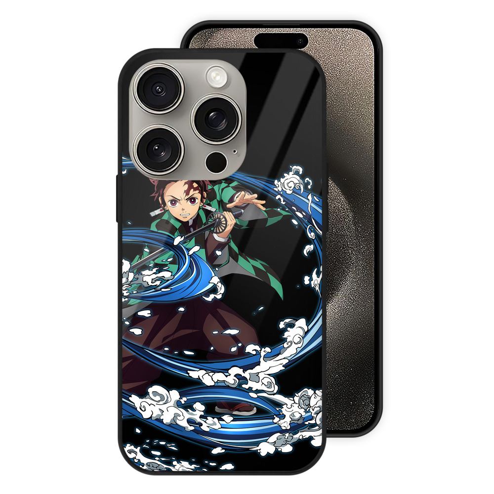 （画像用） 鬼滅の刃 竈門 炭治郎／かまど たんじろう Kamado Tanjirou 【iPhone15Pro対応】スマホケース 耐衝撃＆黄変防止 背面ガラス