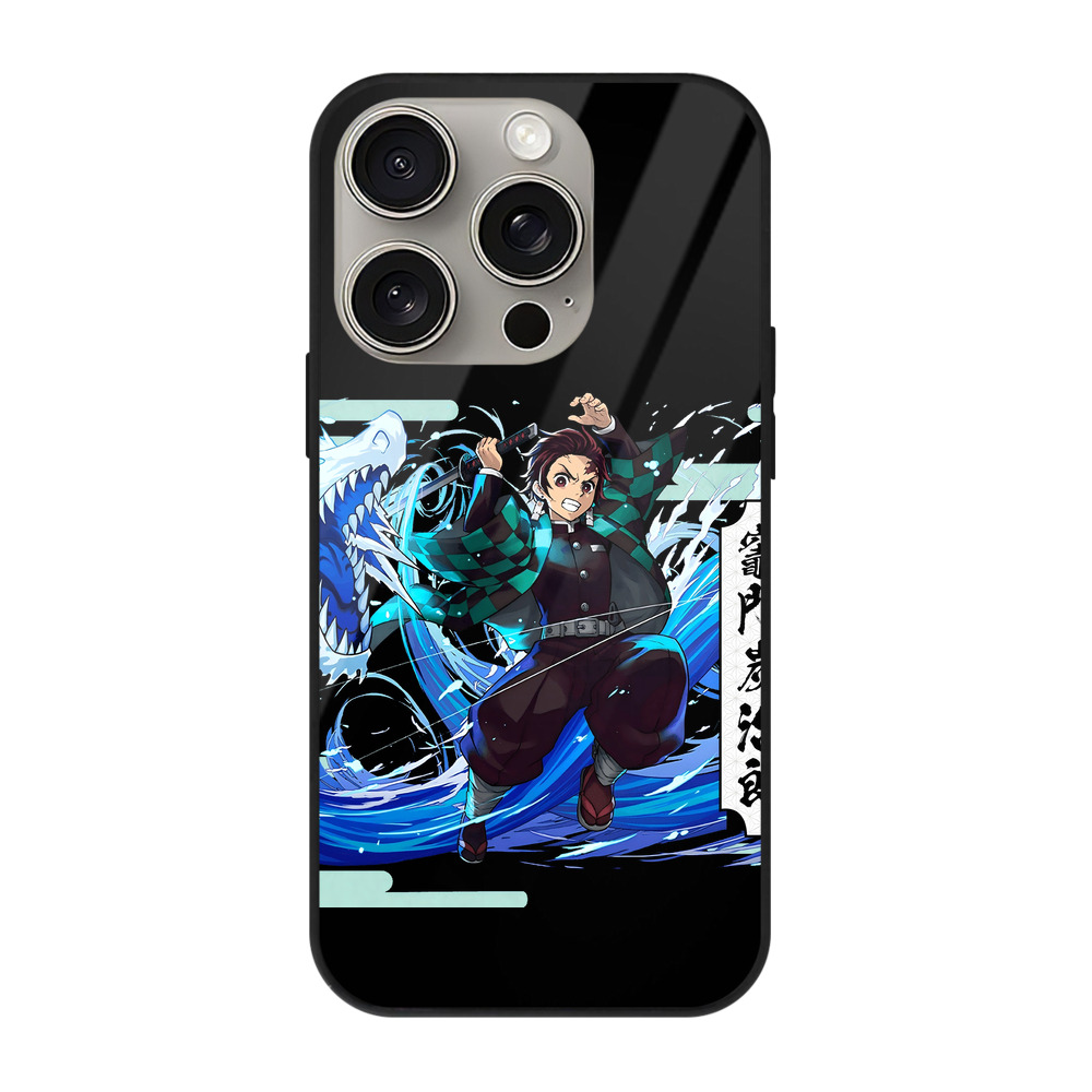 （画像用） 鬼滅の刃 竈門 炭治郎／かまど たんじろう Kamado Tanjirou 【iPhone15Pro対応】スマホケース 耐衝撃＆黄変防止 背面ガラス