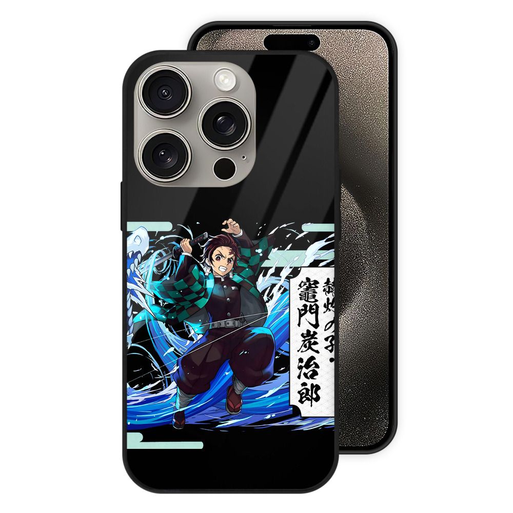 （画像用） 鬼滅の刃 竈門 炭治郎／かまど たんじろう Kamado Tanjirou 【iPhone15Pro対応】スマホケース 耐衝撃＆黄変防止 背面ガラス