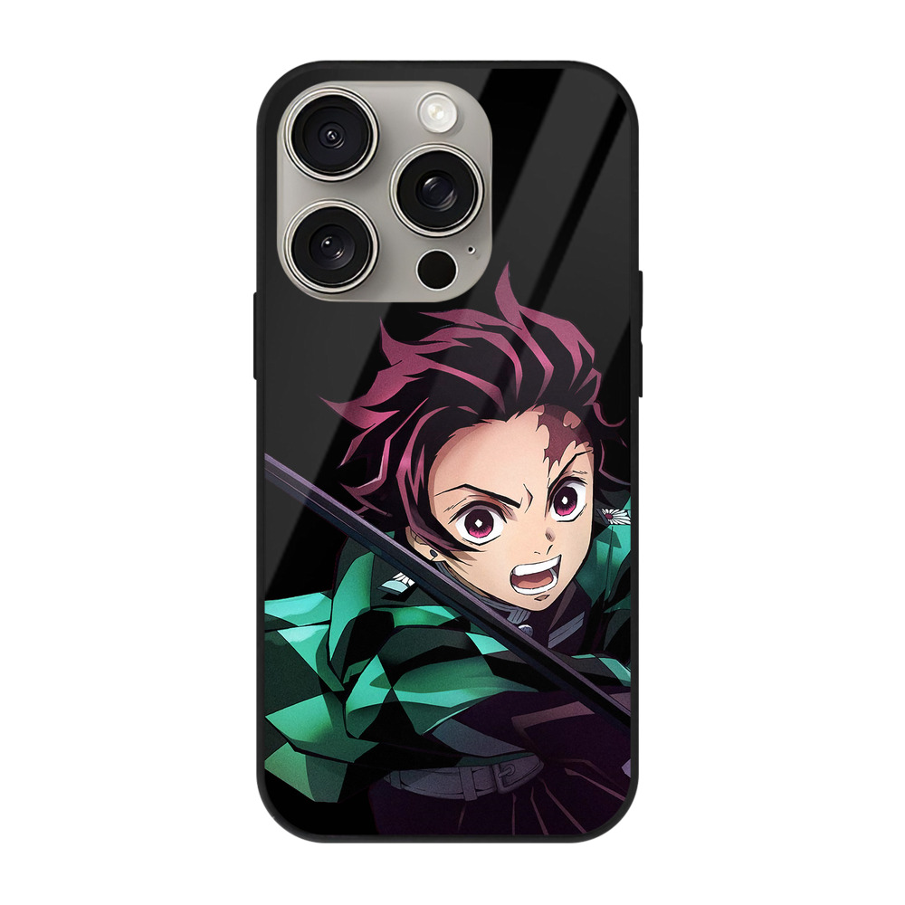 （画像用） 鬼滅の刃 竈門 炭治郎／かまど たんじろう Kamado Tanjirou 【iPhone15Pro対応】スマホケース 耐衝撃＆黄変防止 背面ガラス