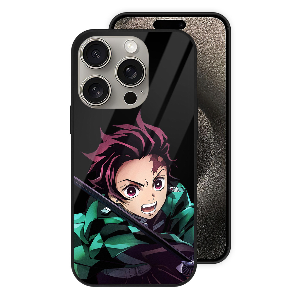 （画像用） 鬼滅の刃 竈門 炭治郎／かまど たんじろう Kamado Tanjirou 【iPhone15Pro対応】スマホケース 耐衝撃＆黄変防止 背面ガラス