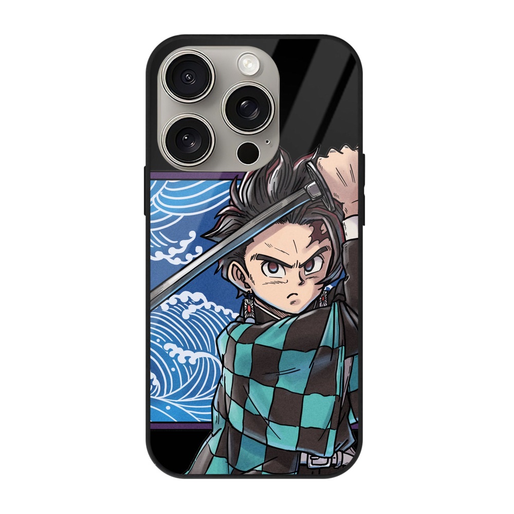 （画像用） 鬼滅の刃 竈門 炭治郎／かまど たんじろう Kamado Tanjirou 【iPhone15Pro対応】スマホケース 耐衝撃＆黄変防止 背面ガラス