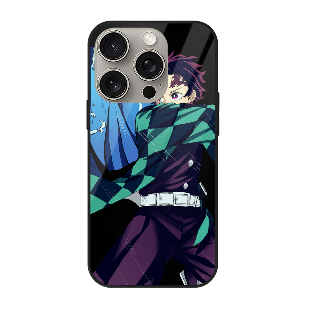 （画像用） 鬼滅の刃 竈門 炭治郎／かまど たんじろう Kamado Tanjirou 【iPhone15Pro対応】スマホケース 耐衝撃＆黄変防止 背面ガラス