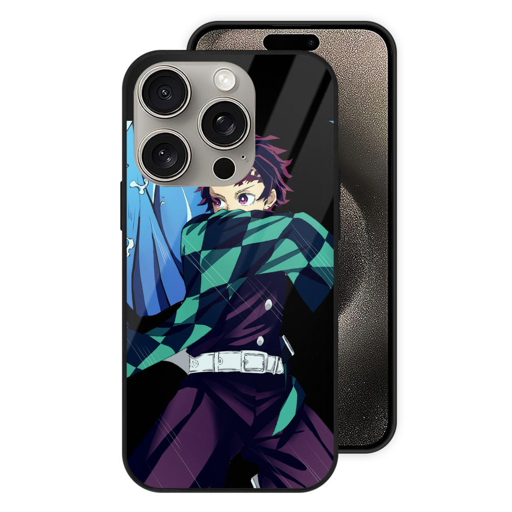 （画像用） 鬼滅の刃 竈門 炭治郎／かまど たんじろう Kamado Tanjirou 【iPhone15Pro対応】スマホケース 耐衝撃＆黄変防止 背面ガラス