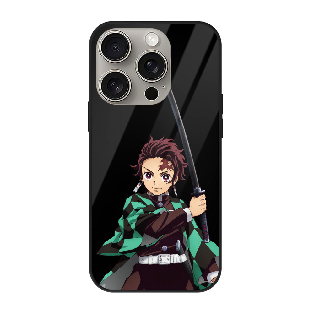 （画像用） 鬼滅の刃 竈門 炭治郎／かまど たんじろう Kamado Tanjirou 【iPhone15Pro対応】スマホケース 耐衝撃＆黄変防止 背面ガラス