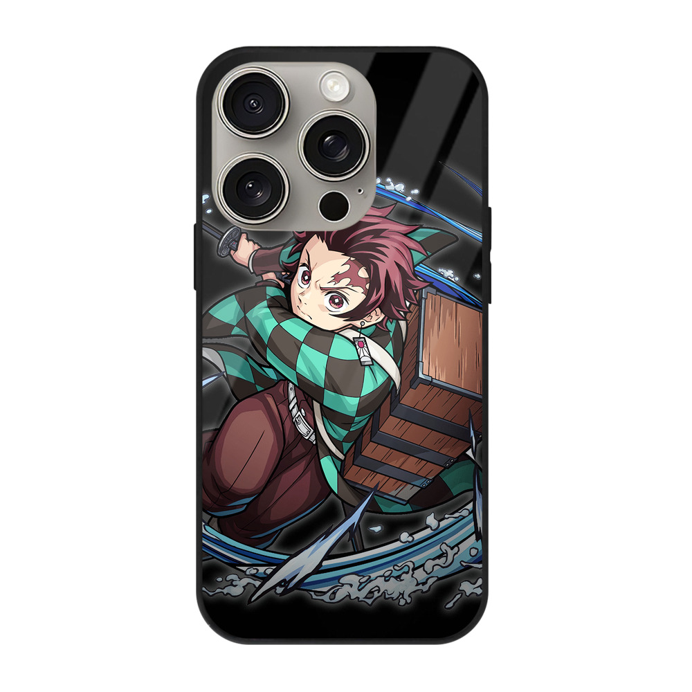 （画像用） 鬼滅の刃 竈門 炭治郎／かまど たんじろう Kamado Tanjirou 【iPhone15Pro対応】スマホケース 耐衝撃＆黄変防止 背面ガラス