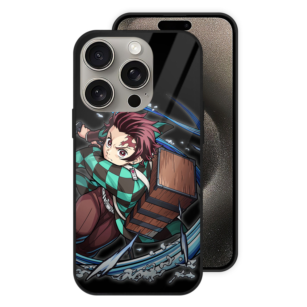 （画像用） 鬼滅の刃 竈門 炭治郎／かまど たんじろう Kamado Tanjirou 【iPhone15Pro対応】スマホケース 耐衝撃＆黄変防止 背面ガラス