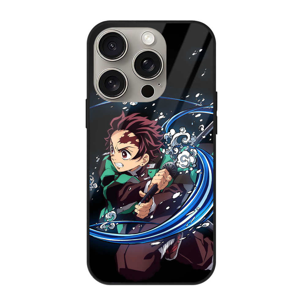 （画像用） 鬼滅の刃 竈門 炭治郎／かまど たんじろう Kamado Tanjirou 【iPhone15Pro対応】スマホケース 耐衝撃＆黄変防止 背面ガラス
