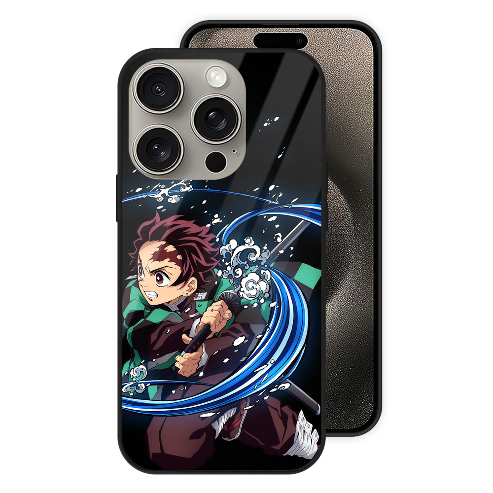 （画像用） 鬼滅の刃 竈門 炭治郎／かまど たんじろう Kamado Tanjirou 【iPhone15Pro対応】スマホケース 耐衝撃＆黄変防止 背面ガラス