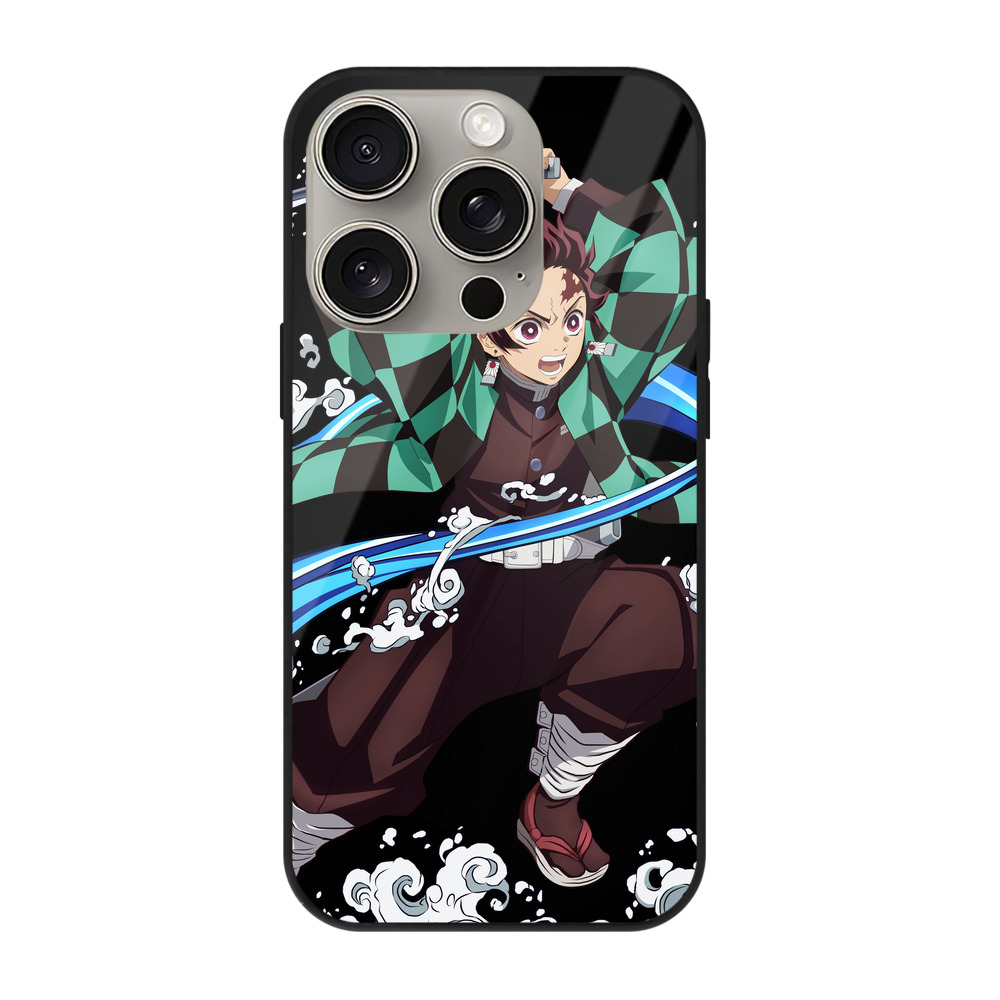 （画像用） 鬼滅の刃 竈門 炭治郎／かまど たんじろう Kamado Tanjirou 【iPhone15Pro対応】スマホケース 耐衝撃＆黄変防止 背面ガラス