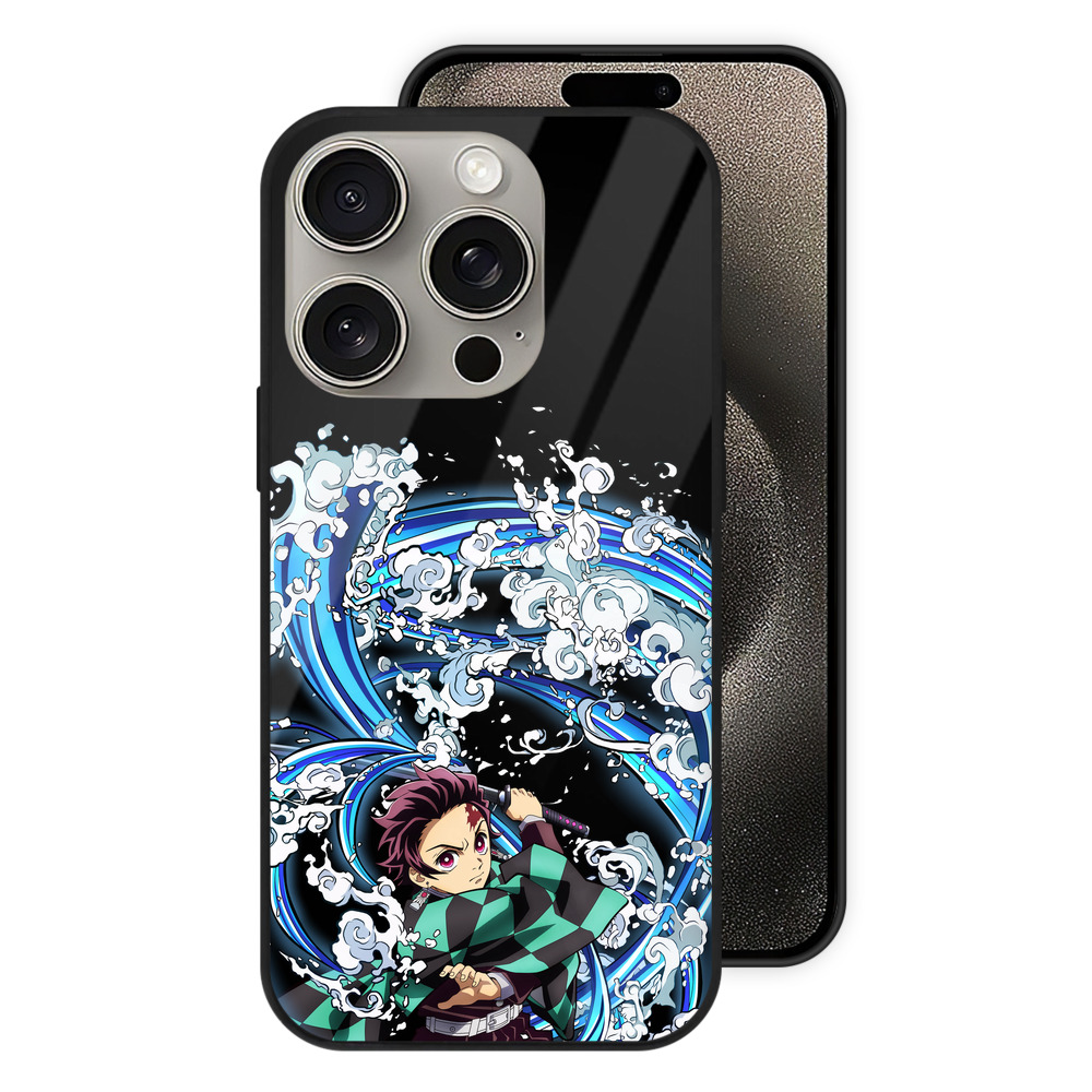 （画像用） 鬼滅の刃 竈門 炭治郎／かまど たんじろう Kamado Tanjirou 【iPhone15Pro対応】スマホケース 耐衝撃＆黄変防止 背面ガラス