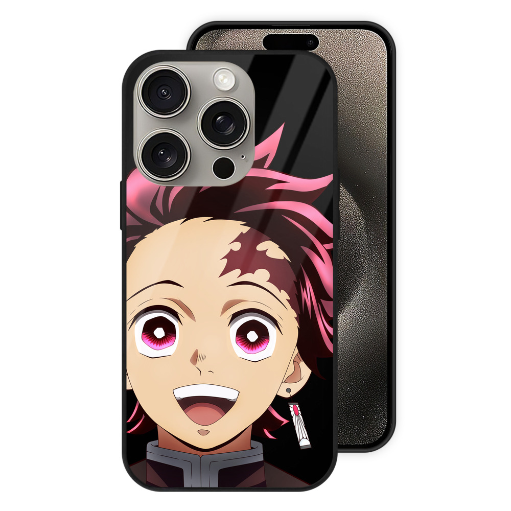 （画像用） 鬼滅の刃 竈門 炭治郎／かまど たんじろう Kamado Tanjirou 【iPhone15Pro対応】スマホケース 耐衝撃＆黄変防止 背面ガラス