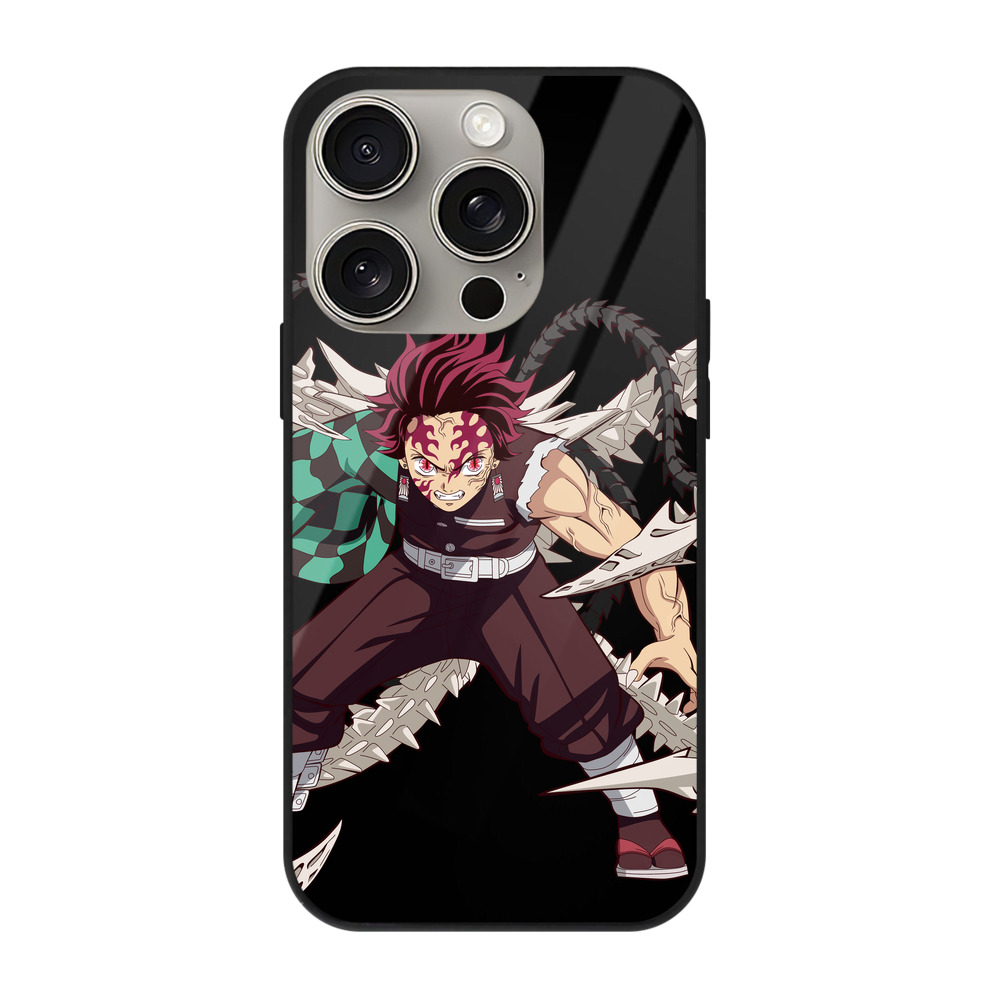 （画像用） 鬼滅の刃 竈門 炭治郎／かまど たんじろう Kamado Tanjirou 【iPhone15Pro対応】スマホケース 耐衝撃＆黄変防止 背面ガラス