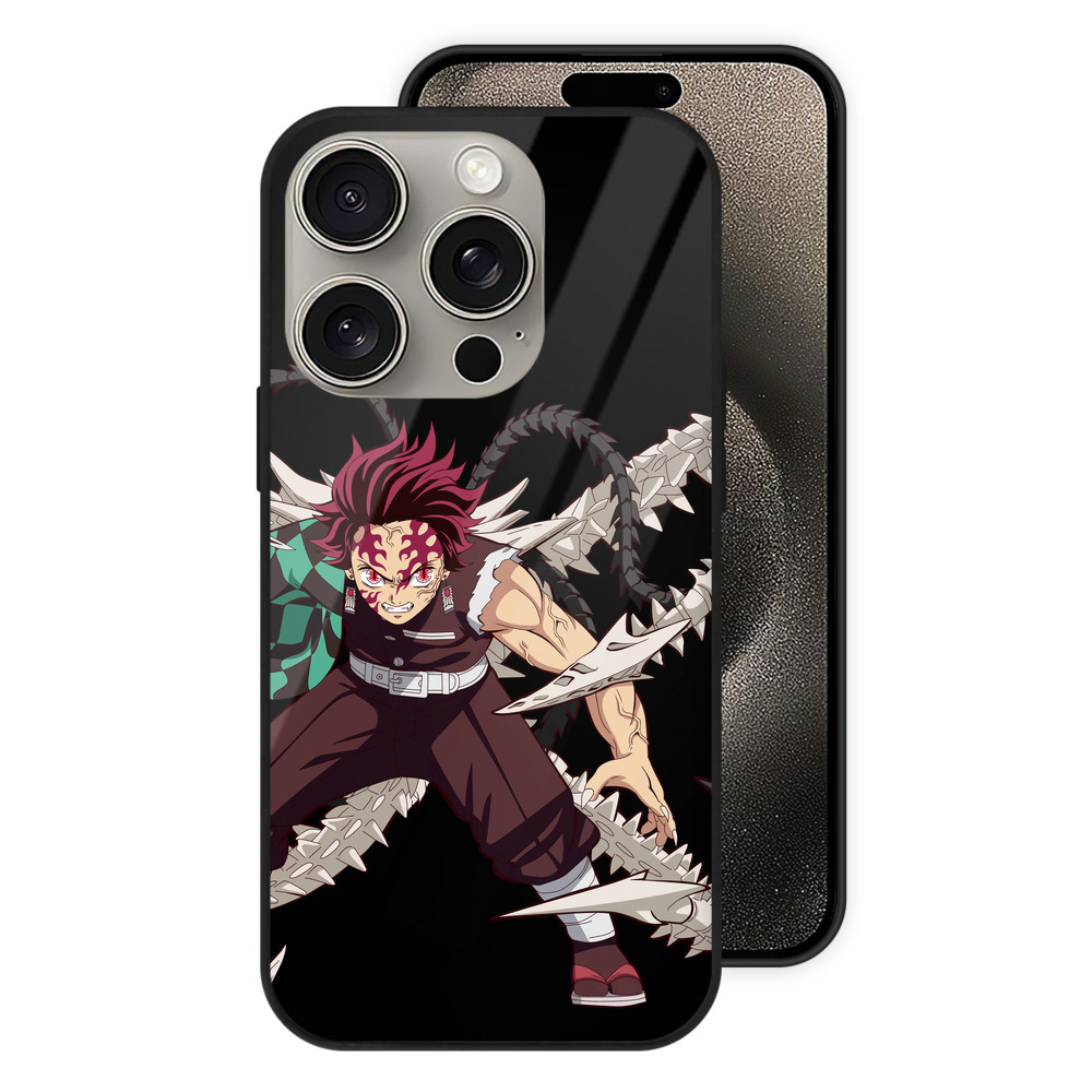（画像用） 鬼滅の刃 竈門 炭治郎／かまど たんじろう Kamado Tanjirou 【iPhone15Pro対応】スマホケース 耐衝撃＆黄変防止 背面ガラス