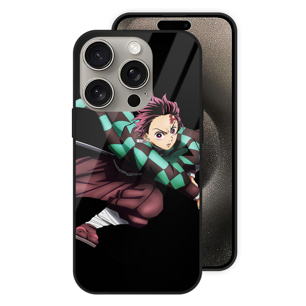 （画像用） 鬼滅の刃 竈門 炭治郎／かまど たんじろう Kamado Tanjirou 【iPhone15Pro対応】スマホケース 耐衝撃＆黄変防止 背面ガラス