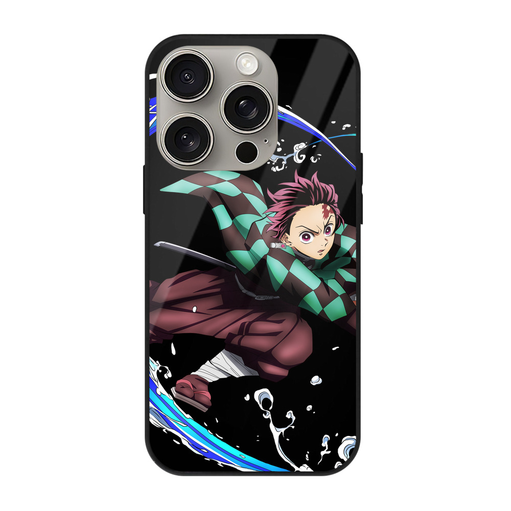 （画像用） 鬼滅の刃 竈門 炭治郎／かまど たんじろう Kamado Tanjirou 【iPhone15Pro対応】スマホケース 耐衝撃＆黄変防止 背面ガラス