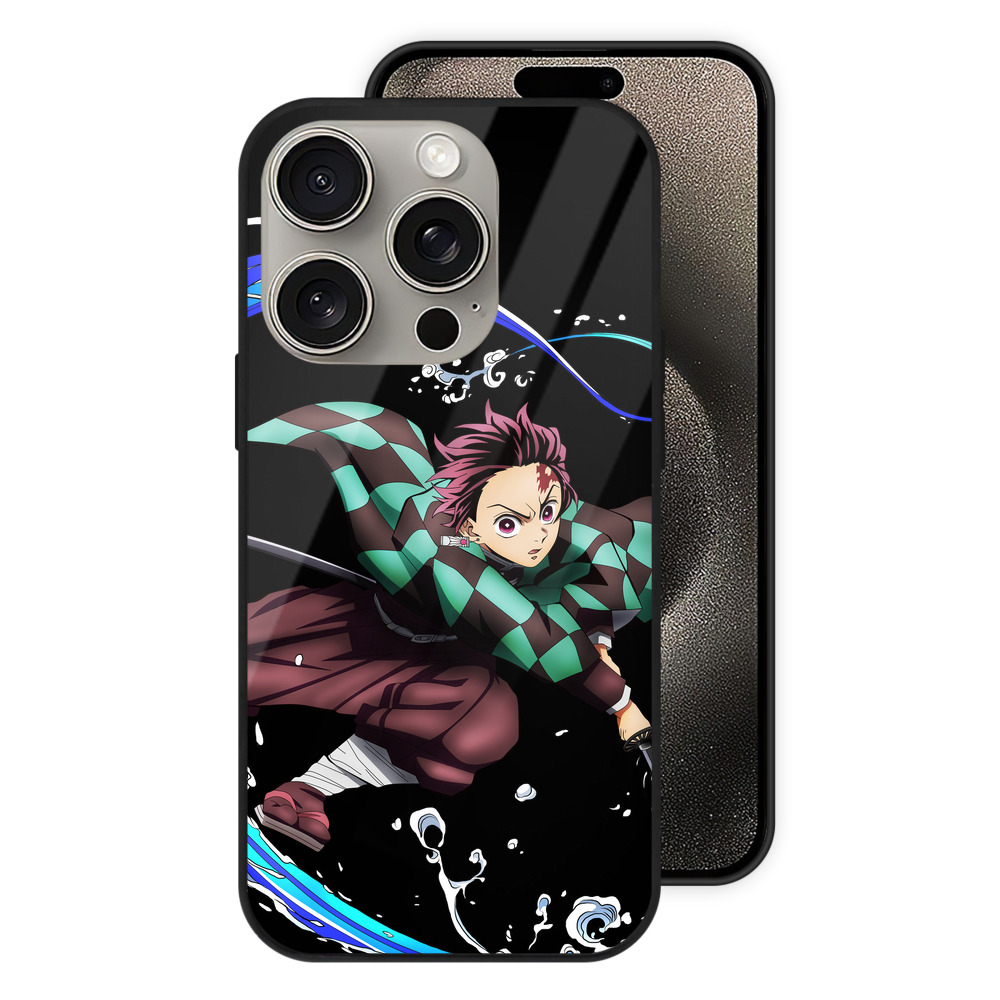（画像用） 鬼滅の刃 竈門 炭治郎／かまど たんじろう Kamado Tanjirou 【iPhone15Pro対応】スマホケース 耐衝撃＆黄変防止 背面ガラス