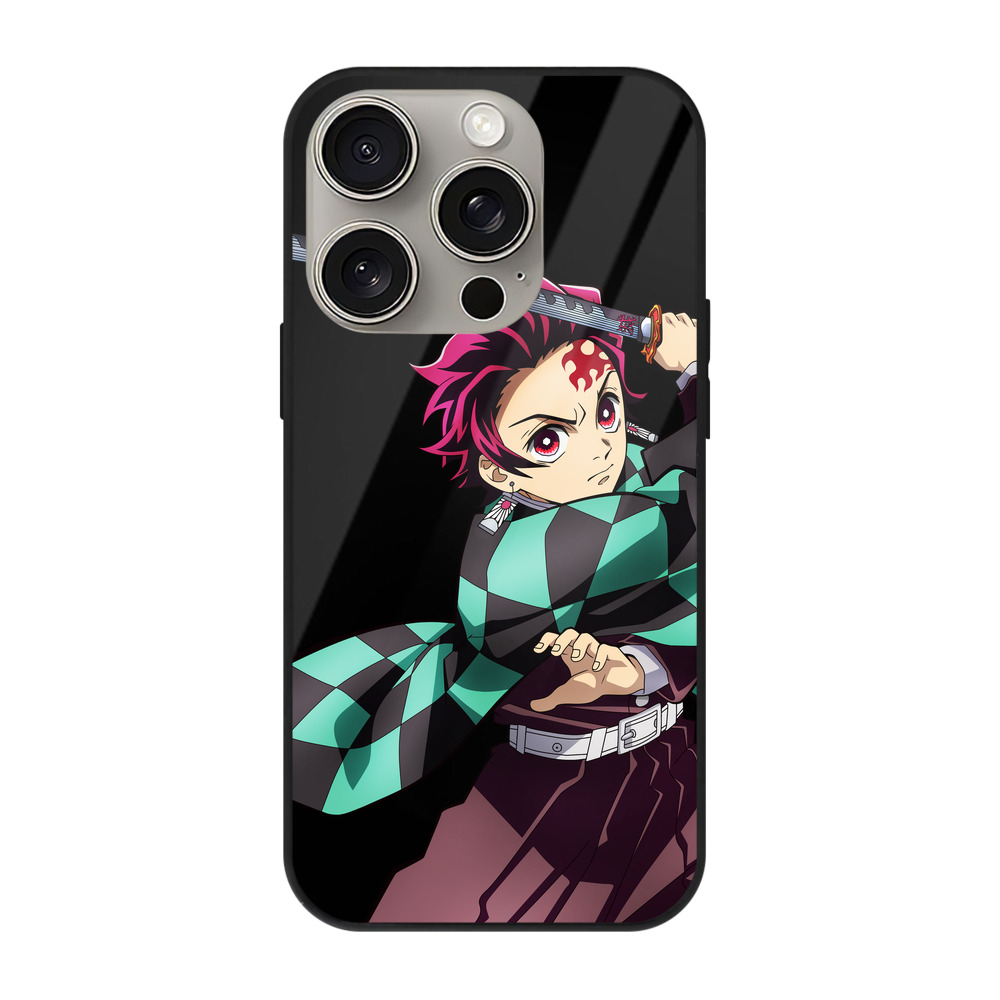 （画像用） 鬼滅の刃 竈門 炭治郎／かまど たんじろう Kamado Tanjirou 【iPhone15Pro対応】スマホケース 耐衝撃＆黄変防止 背面ガラス