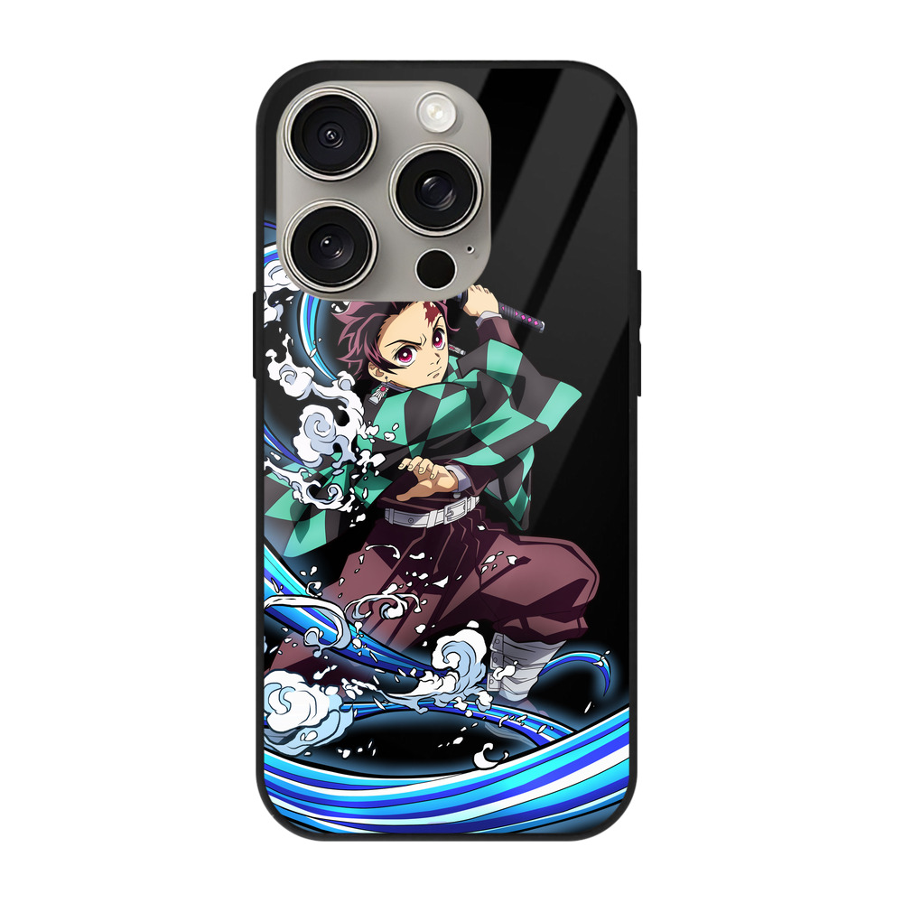 （画像用） 鬼滅の刃 竈門 炭治郎／かまど たんじろう Kamado Tanjirou 【iPhone15Pro対応】スマホケース 耐衝撃＆黄変防止 背面ガラス