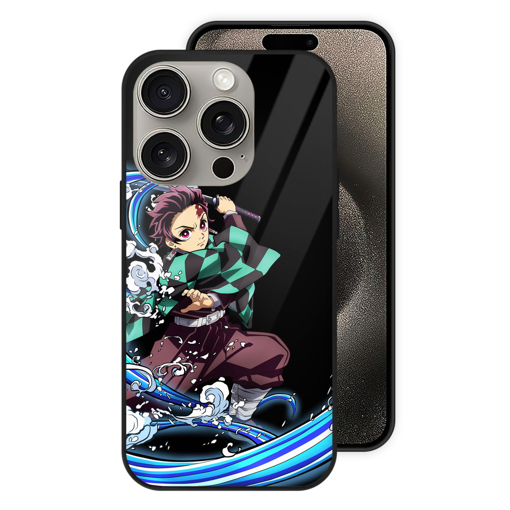 （画像用） 鬼滅の刃 竈門 炭治郎／かまど たんじろう Kamado Tanjirou 【iPhone15Pro対応】スマホケース 耐衝撃＆黄変防止 背面ガラス