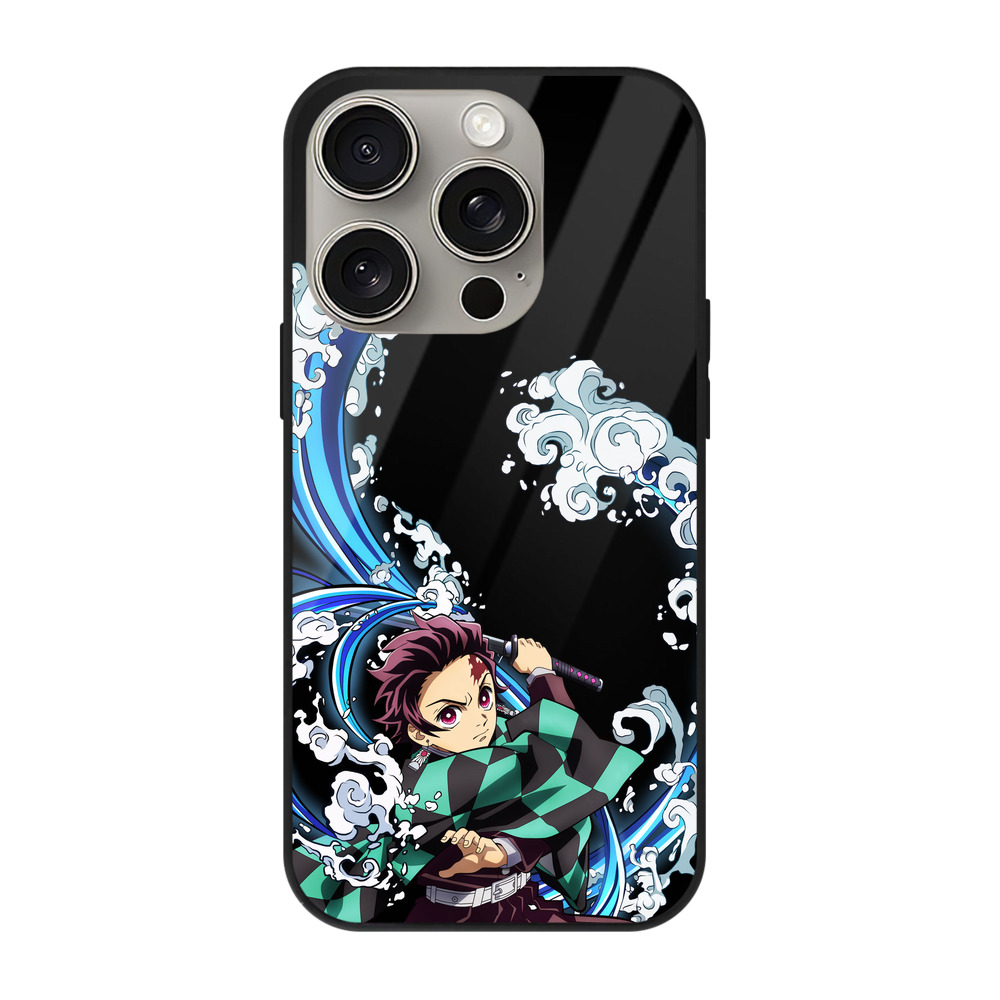 （画像用） 鬼滅の刃 竈門 炭治郎／かまど たんじろう Kamado Tanjirou 【iPhone15Pro対応】スマホケース 耐衝撃＆黄変防止 背面ガラス