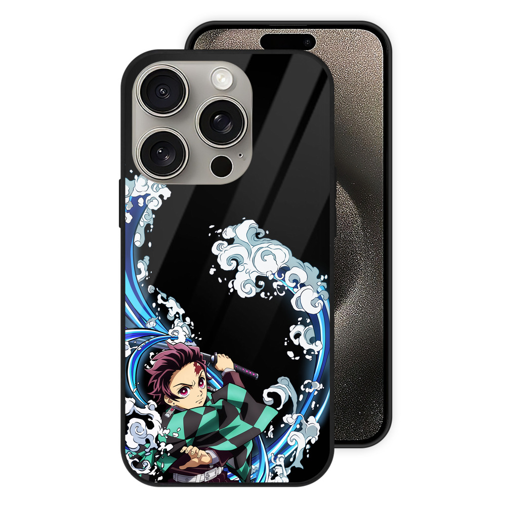 （画像用） 鬼滅の刃 竈門 炭治郎／かまど たんじろう Kamado Tanjirou 【iPhone15Pro対応】スマホケース 耐衝撃＆黄変防止 背面ガラス