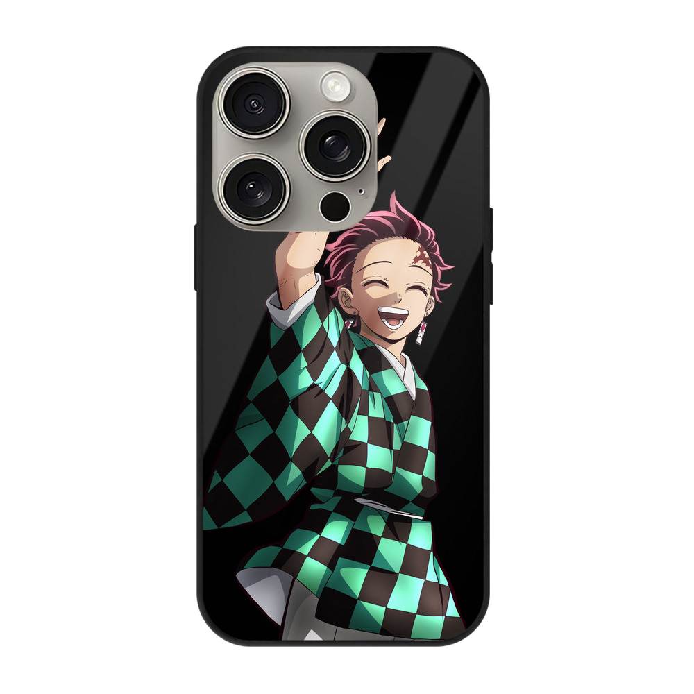 （画像用） 鬼滅の刃 竈門 炭治郎／かまど たんじろう Kamado Tanjirou 【iPhone15Pro対応】スマホケース 耐衝撃＆黄変防止 背面ガラス