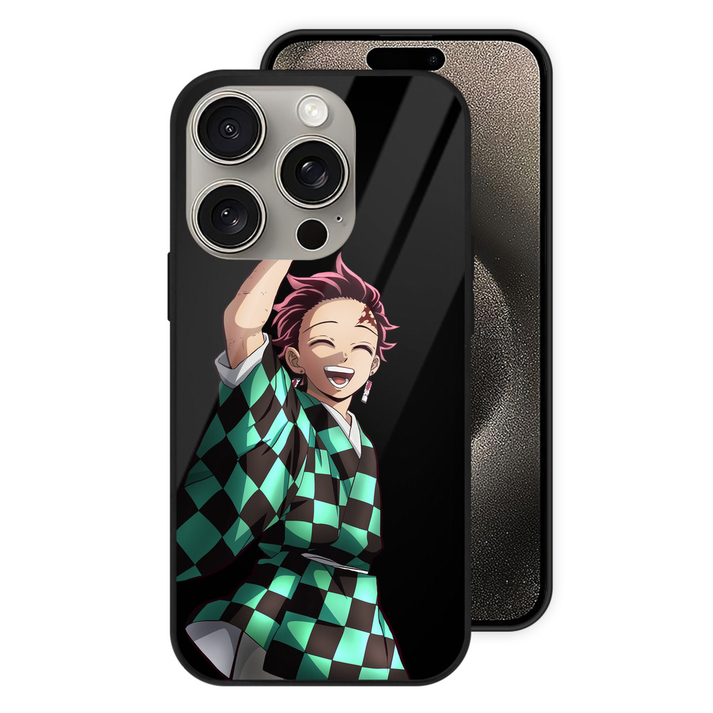 （画像用） 鬼滅の刃 竈門 炭治郎／かまど たんじろう Kamado Tanjirou 【iPhone15Pro対応】スマホケース 耐衝撃＆黄変防止 背面ガラス