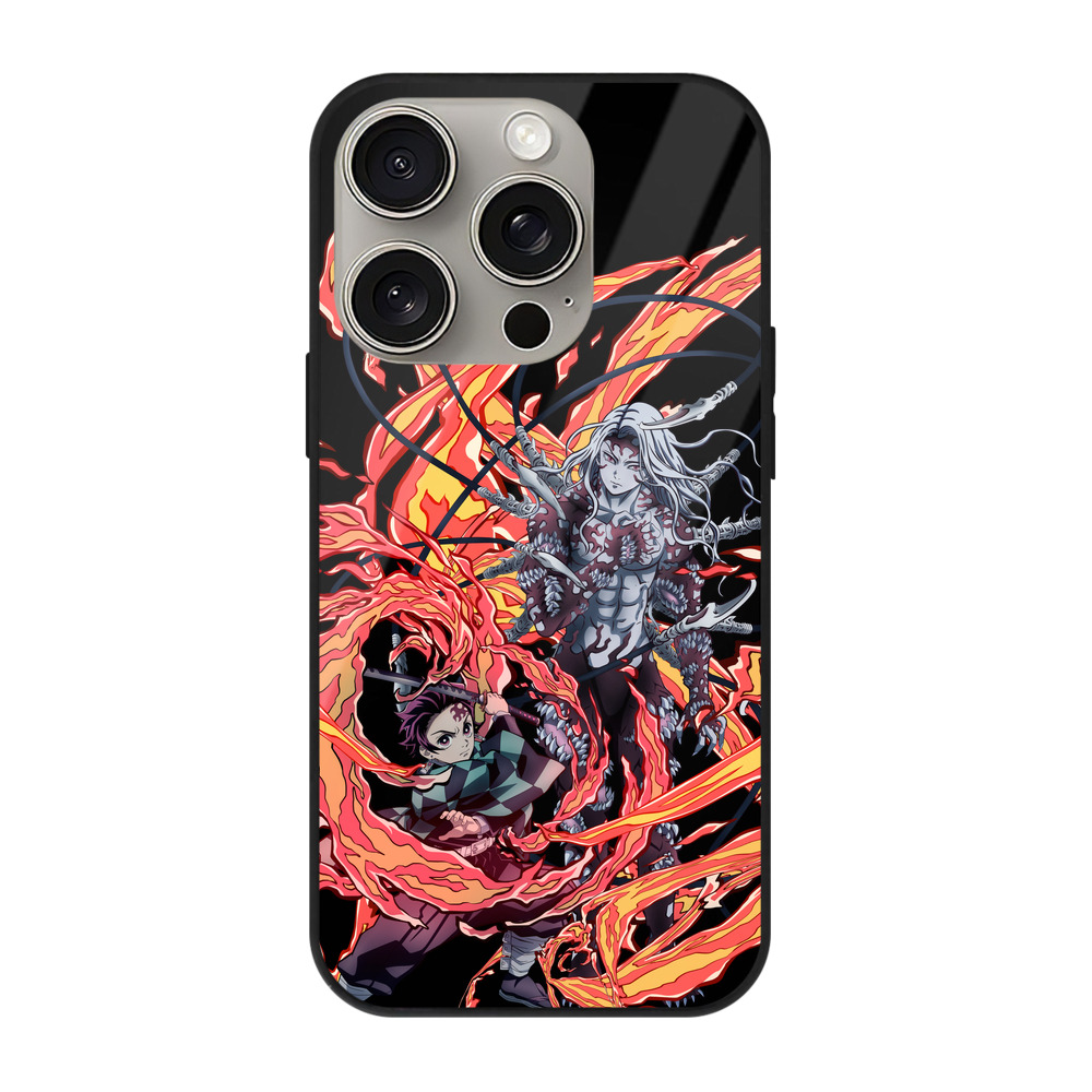 （画像用） 鬼滅の刃 竈門 炭治郎／かまど たんじろう Kamado Tanjirou 【iPhone15Pro対応】スマホケース 耐衝撃＆黄変防止 背面ガラス