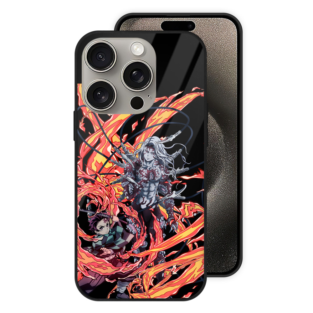 （画像用） 鬼滅の刃 竈門 炭治郎／かまど たんじろう Kamado Tanjirou 【iPhone15Pro対応】スマホケース 耐衝撃＆黄変防止 背面ガラス
