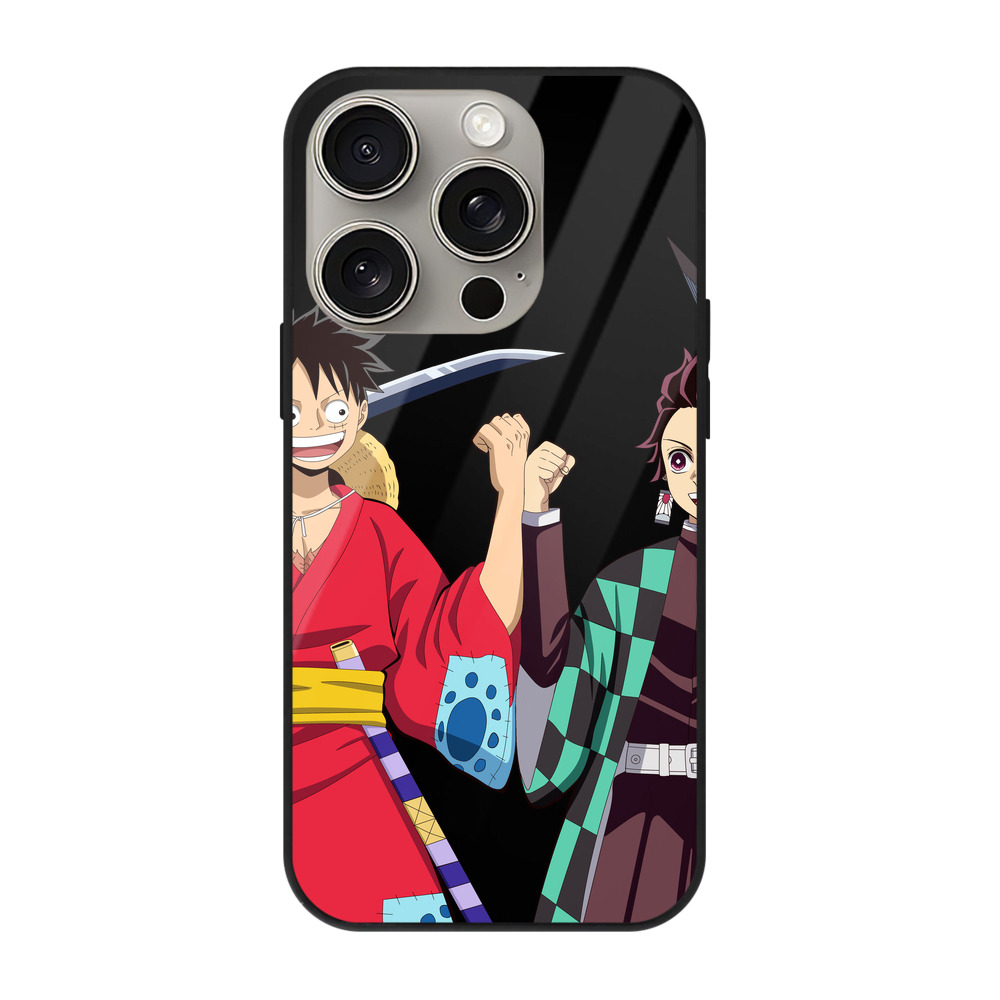 （画像用） 鬼滅の刃 竈門 炭治郎／かまど たんじろう Kamado Tanjirou 【iPhone15Pro対応】スマホケース 耐衝撃＆黄変防止 背面ガラス