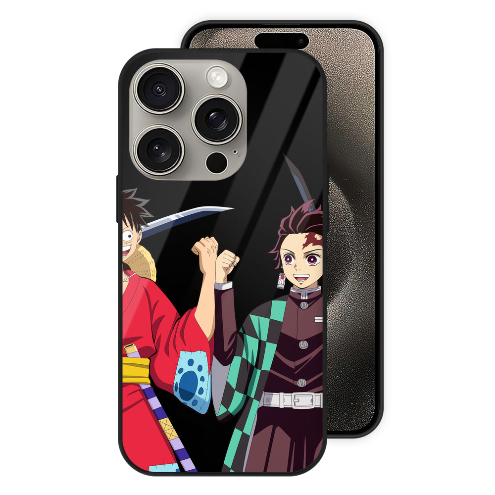 （画像用） 鬼滅の刃 竈門 炭治郎／かまど たんじろう Kamado Tanjirou 【iPhone15Pro対応】スマホケース 耐衝撃＆黄変防止 背面ガラス