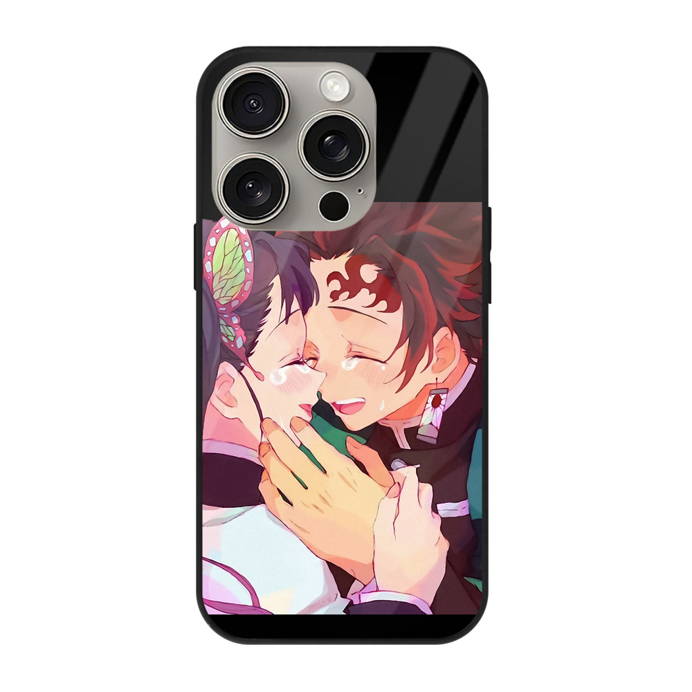 （画像用） 鬼滅の刃 竈門 炭治郎／かまど たんじろう Kamado Tanjirou 【iPhone15Pro対応】スマホケース 耐衝撃＆黄変防止 背面ガラス