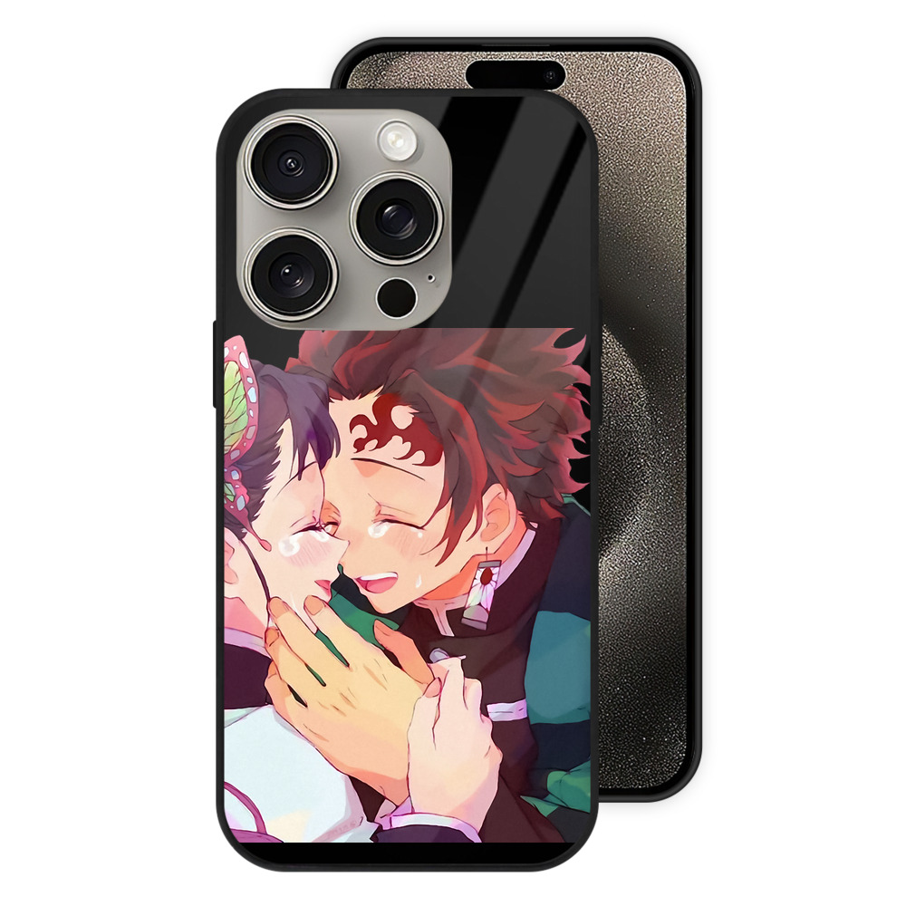 （画像用） 鬼滅の刃 竈門 炭治郎／かまど たんじろう Kamado Tanjirou 【iPhone15Pro対応】スマホケース 耐衝撃＆黄変防止 背面ガラス