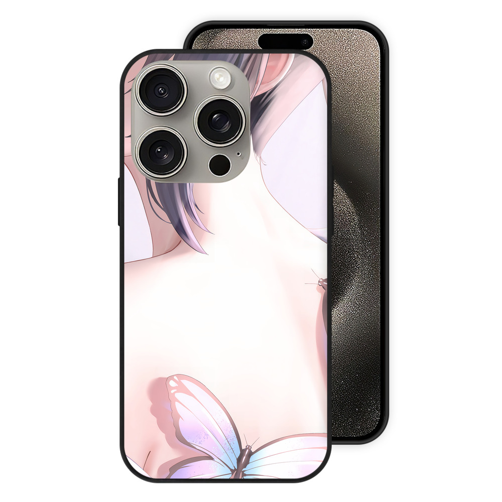 （画像用） 鬼滅の刃（きめつのやいば）蟲柱-胡蝶 しのぶ／こちょう しのぶ Kochou Shinobu 【iPhone15Pro対応】スマホケース 耐衝撃＆黄変防止 背面ガラス
