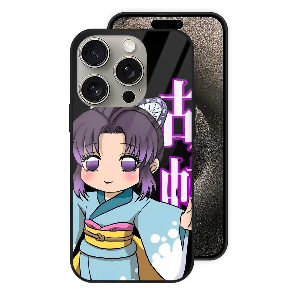 （画像用） 鬼滅の刃（きめつのやいば）蟲柱-胡蝶 しのぶ／こちょう しのぶ Kochou Shinobu 【iPhone15Pro対応】スマホケース 耐衝撃＆黄変防止 背面ガラス