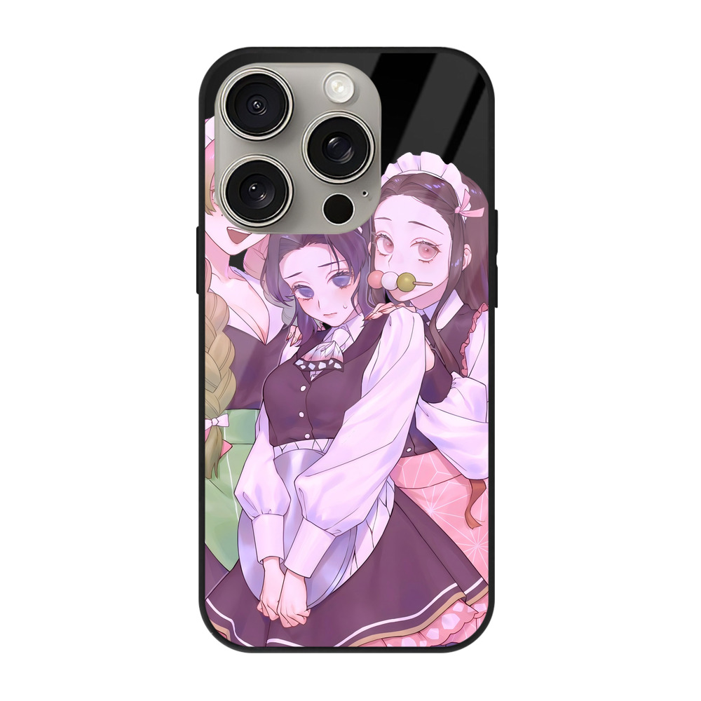 （画像用） 鬼滅の刃（きめつのやいば）蟲柱-胡蝶 しのぶ／こちょう しのぶ Kochou Shinobu 【iPhone15Pro対応】スマホケース 耐衝撃＆黄変防止 背面ガラス