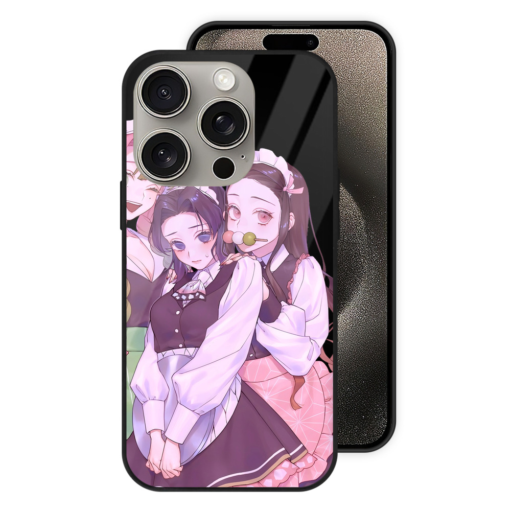 （画像用） 鬼滅の刃（きめつのやいば）蟲柱-胡蝶 しのぶ／こちょう しのぶ Kochou Shinobu 【iPhone15Pro対応】スマホケース 耐衝撃＆黄変防止 背面ガラス