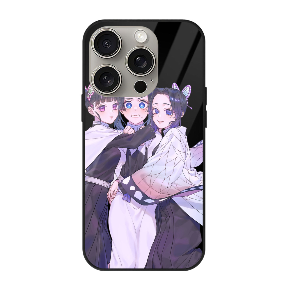 （画像用） 鬼滅の刃（きめつのやいば）蟲柱-胡蝶 しのぶ／こちょう しのぶ Kochou Shinobu 【iPhone15Pro対応】スマホケース 耐衝撃＆黄変防止 背面ガラス