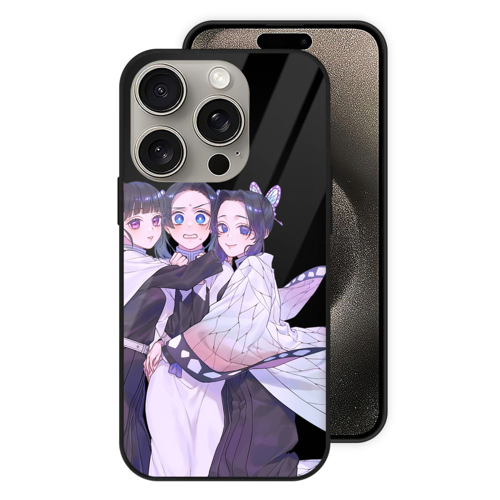 （画像用） 鬼滅の刃（きめつのやいば）蟲柱-胡蝶 しのぶ／こちょう しのぶ Kochou Shinobu 【iPhone15Pro対応】スマホケース 耐衝撃＆黄変防止 背面ガラス