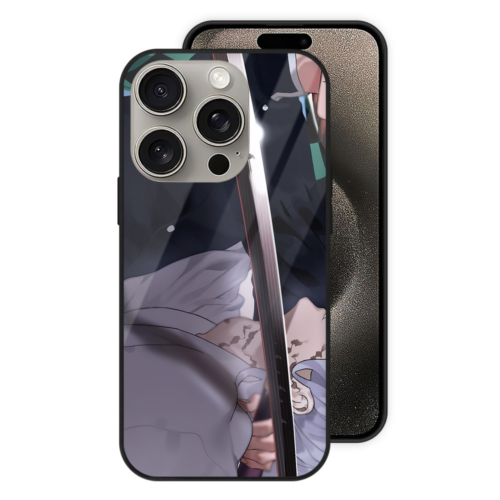 （画像用） 鬼滅の刃（きめつのやいば）竈門 炭治郎／かまど たんじろう Kamado Tanjirou 【iPhone15Pro対応】スマホケース 耐衝撃＆黄変防止 背面ガラス