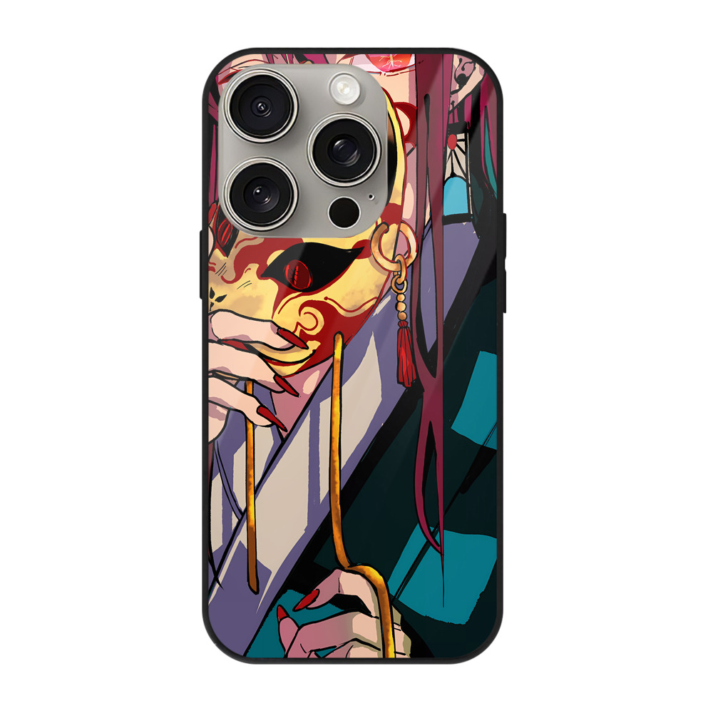 （画像用） 鬼滅の刃（きめつのやいば）竈門 炭治郎／かまど たんじろう Kamado Tanjirou 【iPhone15Pro対応】スマホケース 耐衝撃＆黄変防止 背面ガラス